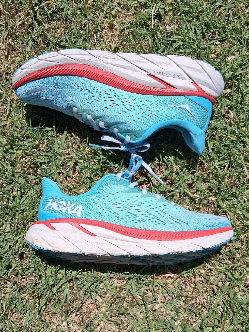 Hoka One One Women's Running Shoes - Aqua with Coral and White - Picture 6 of 13